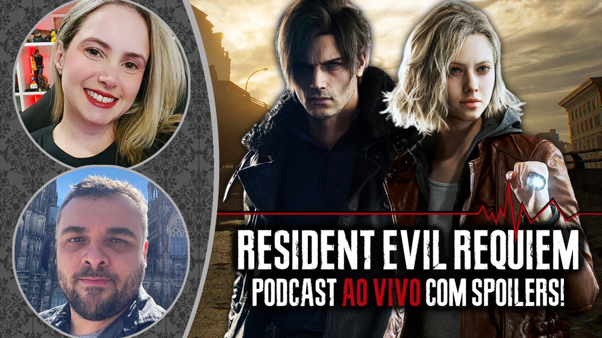 residentevildb's tweet photo. Estamos AO VIVO no YouTube e na Twitch! Chegou a hora do nosso podcast sobre Resident Evil Requiem, onde eu e o Dema falaremos de LORE e de SPOILERS! 😍🥳 Chega mais: https://t.co/LdGzLS208R https://t.co/lJMw1HEZ90