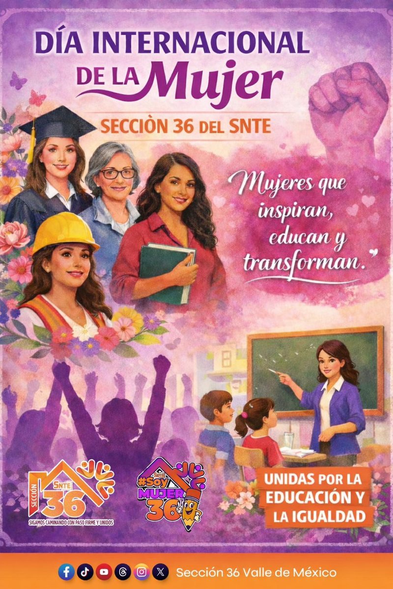 Seccion36Ofic's tweet photo. 🟠 En la Sección 36 que lidera la Mtra. Mónica Miriam Granillo Velazco, estamos convencidos de que la lucha de las mujeres también es nuestra lucha, porque su libertad, su dignidad y sus derechos forman parte de las causas que dan sentido a nuestro quehacer sindical.

Por lo que en su gestión se impulsa con sororidad y firmeza, la igualdad, la equidad de género y la defensa de los derechos de las mujeres, fortaleciendo un sindicalismo comprometido con el respeto, la justicia y la inclusión.

Hoy conmemoramos las causas históricas que han dado origen a la reivindicación y conquista de los derechos de las mujeres. Una lucha que representa libertad, dignidad, justicia e igualdad, y que hoy más que nunca sigue inspirando la construcción de una sociedad más justa.

Porque su lucha, su libertad, su dignidad y sus derechos son también causas de la Sección 36. 

Conmemoramos en Unidad el Día Internacional de la Mujer‼️ 👩🏻 

#SigamosCaminandoConPasoFirmeYUnidos
#DíaInternacionalDeLaMujer
#Sección36
