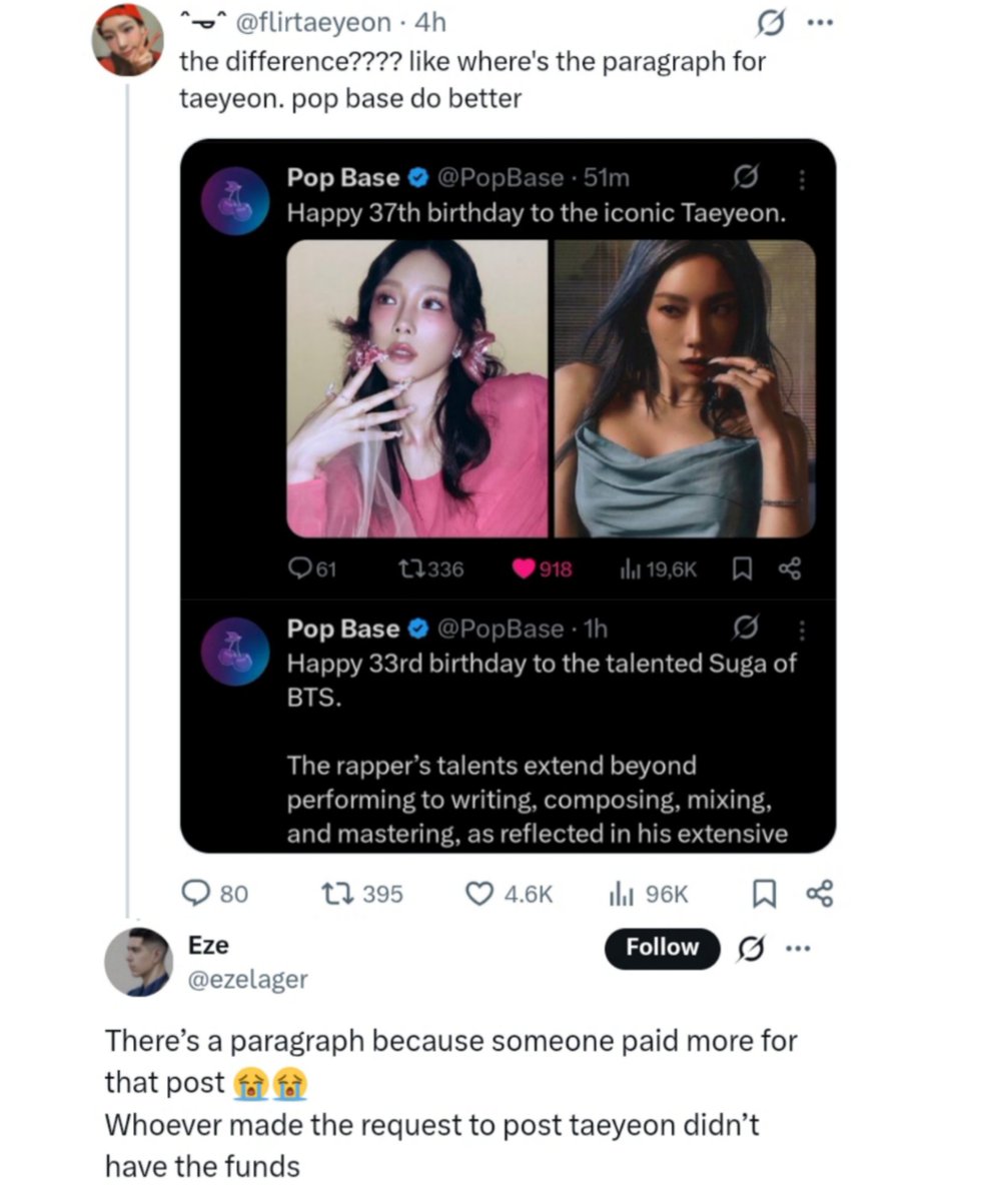“someone paid” girl pop base always get hit tweets when they post about ...