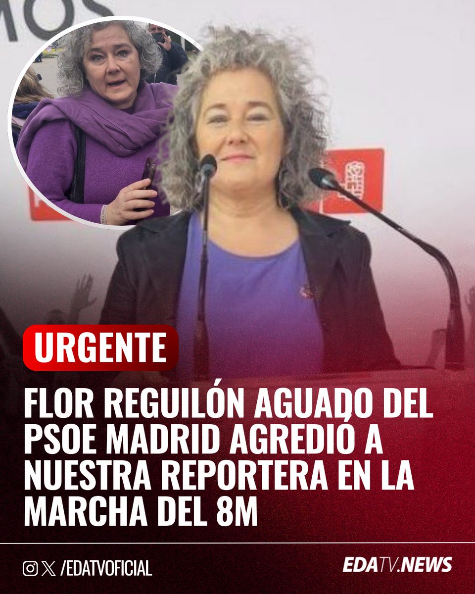 ‼️🇪🇸 | #URGENTE El rostro de la agresion: nuestra periodista fue agredida en plena marcha del 8M por Flor Reguilón Aguado perteneciente al PSOE de Madrid.