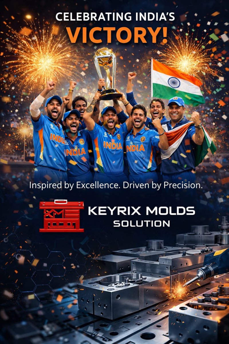 keyrixmolds's tweet photo. 🇮🇳🏆 Celebrating India’s Victory!
Champions on the field inspire champions in manufacturing.
At Keyrix Molds Solution, we believe the same values that win tournaments — precision, teamwork, and relentless improvement
Congratulations Team India!
#TeamIndia #T20 #ManufacturingExcel https://t.co/YlGM76aaYG