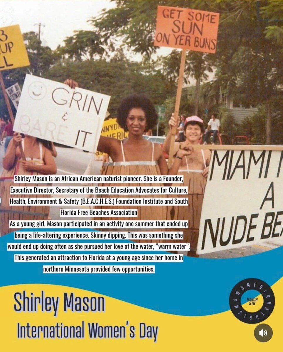 Stormandthunda's tweet photo. Shout out to a mentor, the Mother of Haulover Beach, Shirley Mason 
#InternationalWomensDay2026 
#nudistcommunity 
#nudism https://t.co/xNpWFri7pi