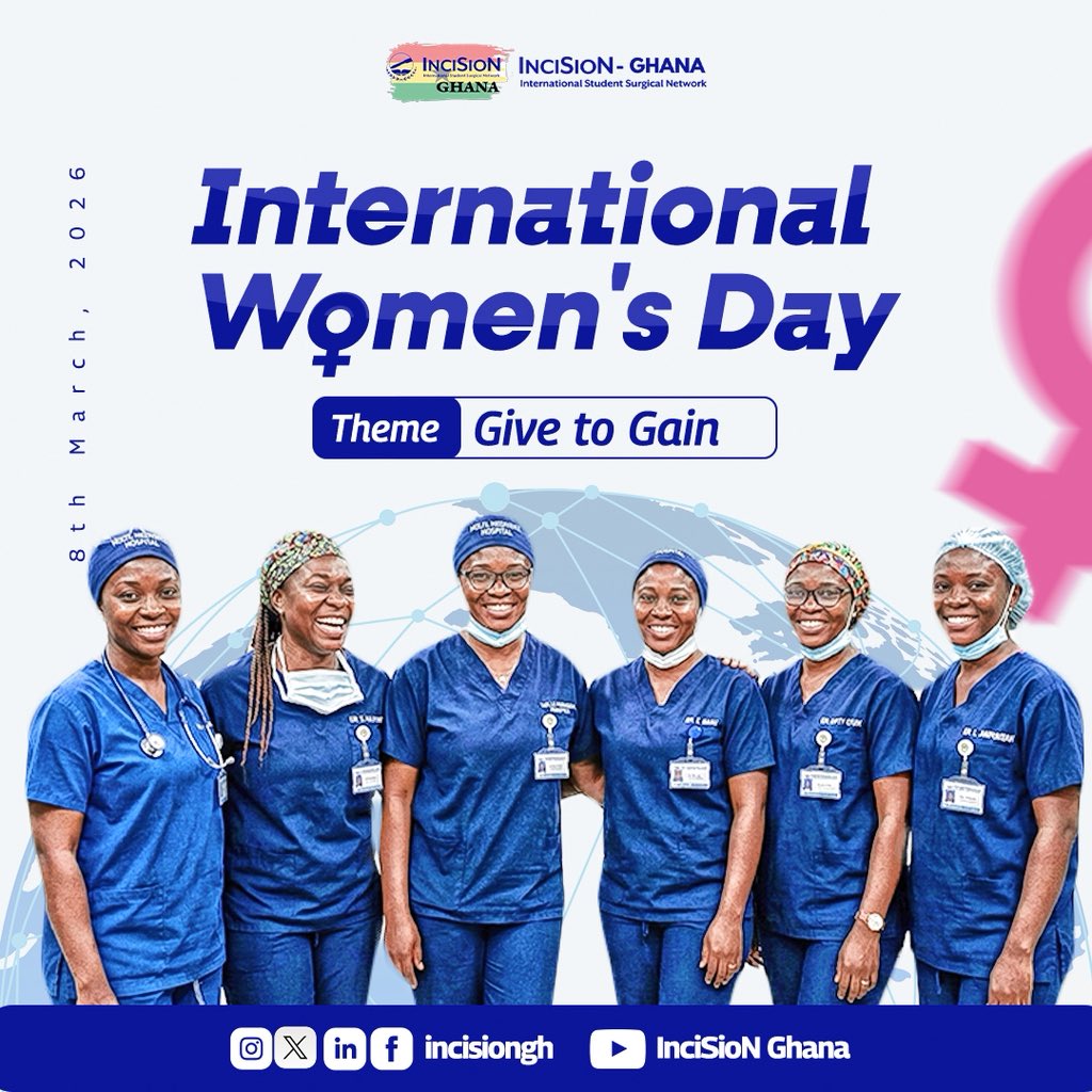 incisiongh's tweet photo. On this International Women’s Day, InciSioN Ghana honors the resilient women who give their time, knowledge, and compassion to build a future where safe surgery is accessible to all.  To every female student, surgeon, mentor, and advocate: your strength fuels our progress.
#iwd https://t.co/vIarWFK67M