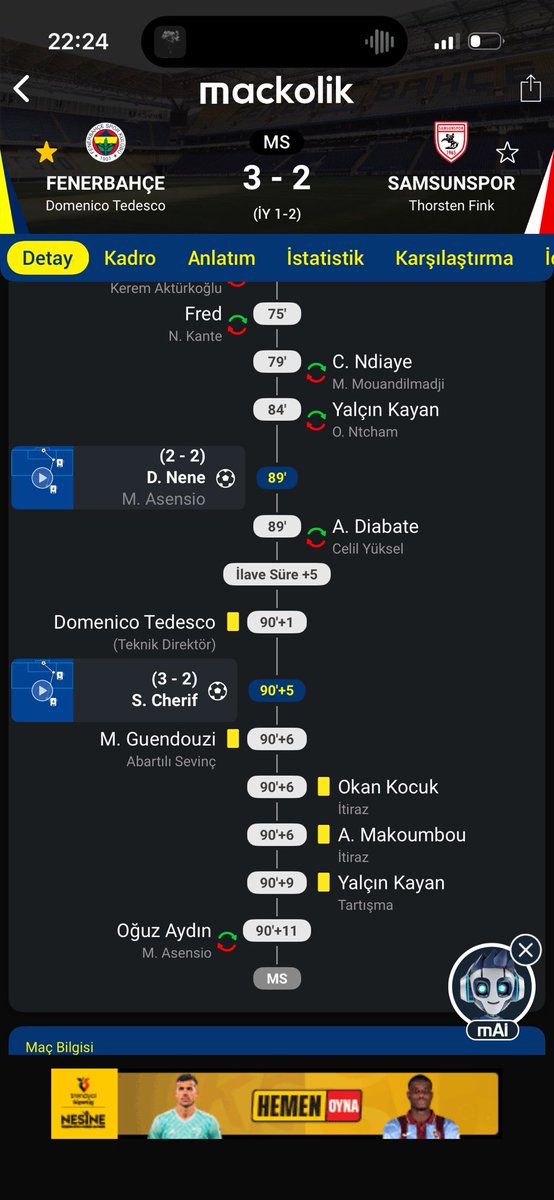 Maçın son dakikaları