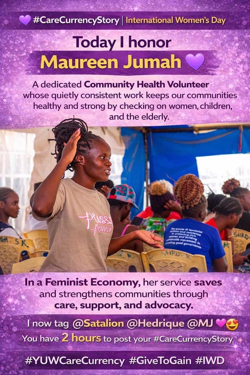 Honoring the power of care this IWD 💜

Maureen Jumah’s dedication as a Community Health Volunteer shows how everyday care work keeps communities healthy, supportedand strong. Her quiet leadership is true #CareCurrency.

#CareCurrencyStory #YUWCareCurrency #GiveToGain #IWD