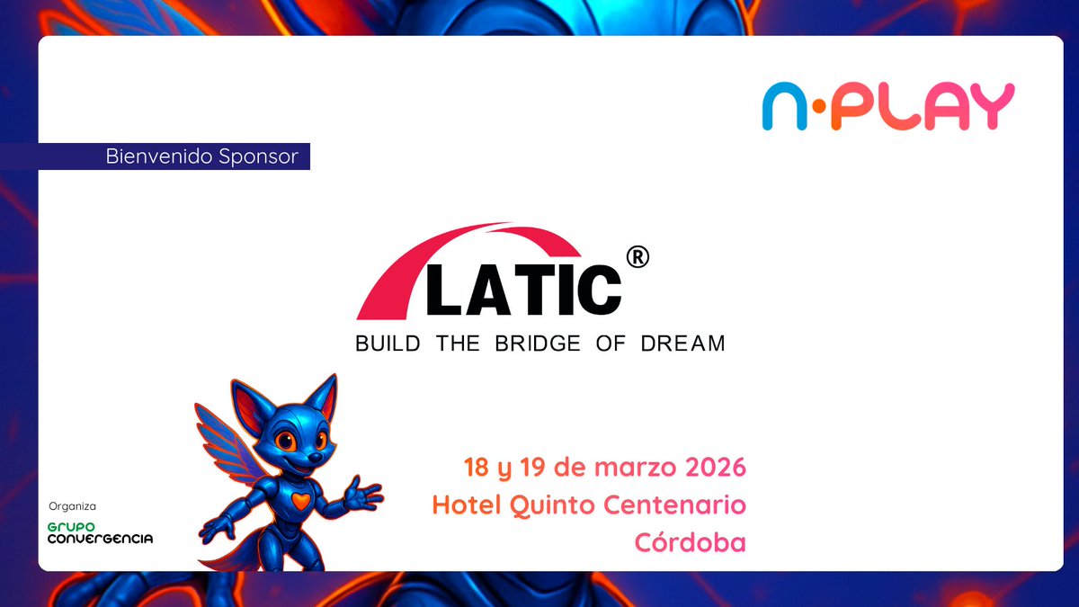 ConvergenciaGrp's tweet image. #NPlay 
#Latic es sponsor de N Play Cono Sur 2026!
-Sumate al evento desde acá: nplay.convergencia.com 🎟