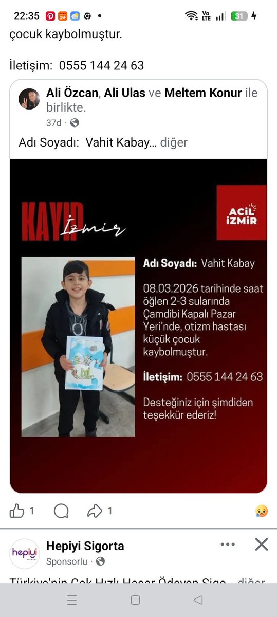 #AcilKayıp #İzmir #Otizm