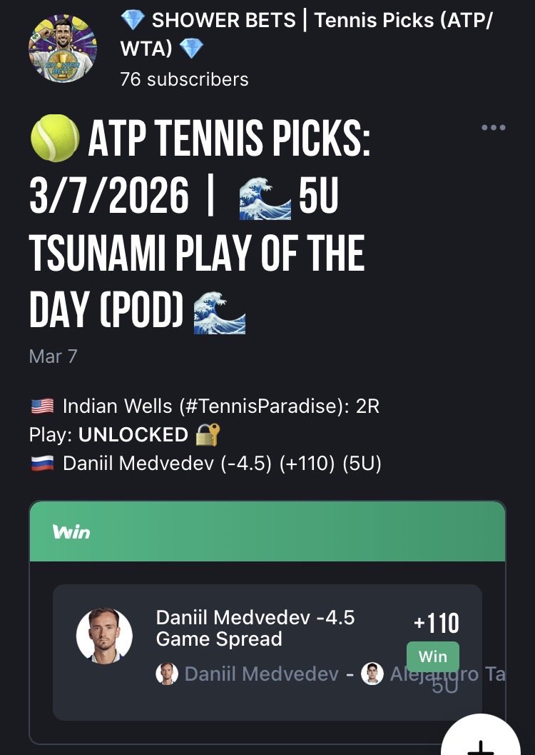 💎 Tennis Picks CLUB 💎 (ATP/WTA Plays) tweet media