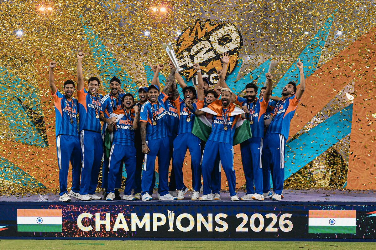 Shekar4266's tweet photo. - Won the T20 WC 2024.
- Won the Champions Trophy 2025.
- Won the T20 WC 2026.

INDIA - The Best white ball team ❤️🇮🇳
#T20WorldCup https://t.co/XbwoT6u3GT