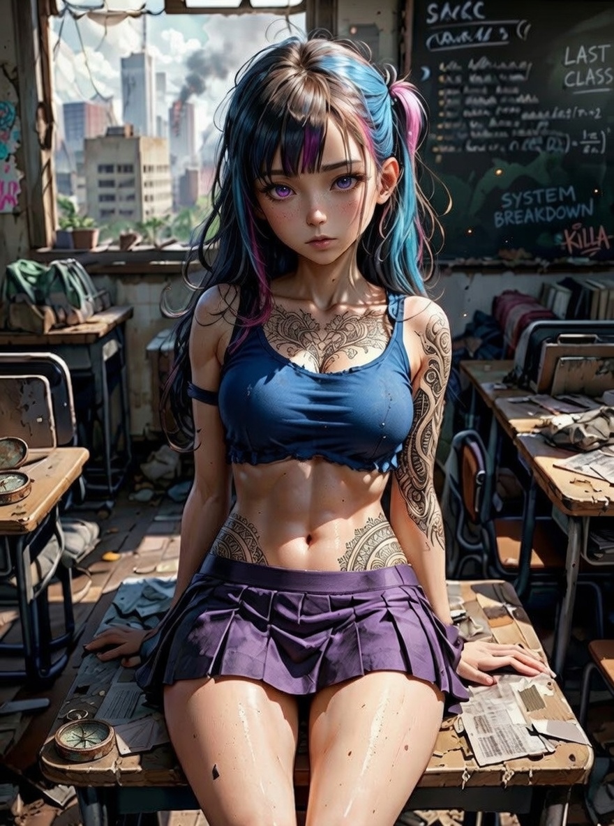 WaifuAI_Studio's tweet photo. 🖤LAST CLASS – SYSTEM BREAKDOWN🖤
Four intense moments with her — the last student in a broken world. The city burns outside… but inside, she keeps glowing. Which panel hits you the hardest?
#AIart #AIイラスト #SystemBreakdown #LastClass
SFW anime-style AI illustration.
No nudity, no suggestive intent.