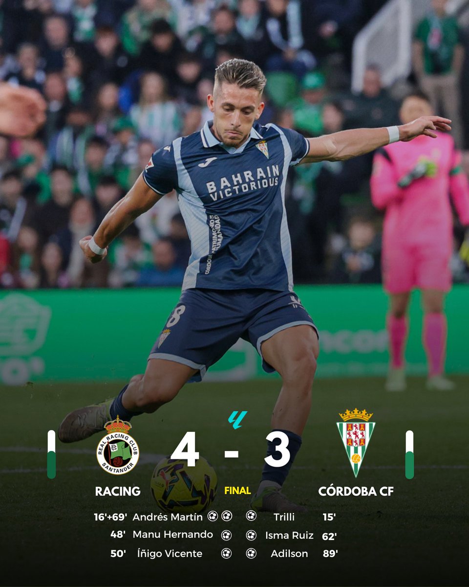 Racing 4–3Córdoba 

Gran primera parte del Córdoba, dominando pero sin aprovechar las ocasiones (1-1 al descanso)
La segunda empezó con falta de concentración y errores defensivos que pusieron el 3-1 en minutos

Se peleó hasta el final, pero otra vez los fallos atrás nos condenan