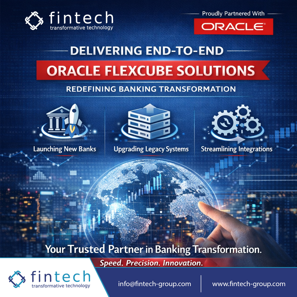 We deliver end-to-end Oracle FLEXCUBE solutions for modern banking transformation. From new bank launches to legacy upgrades and integrations, we ensure speed, precision, and innovation. We also provide Oracle licenses at competitive prices.
<a href="/Oracle/">Oracle</a> <a href="/OracleDatabase/">Oracle AI Database</a>