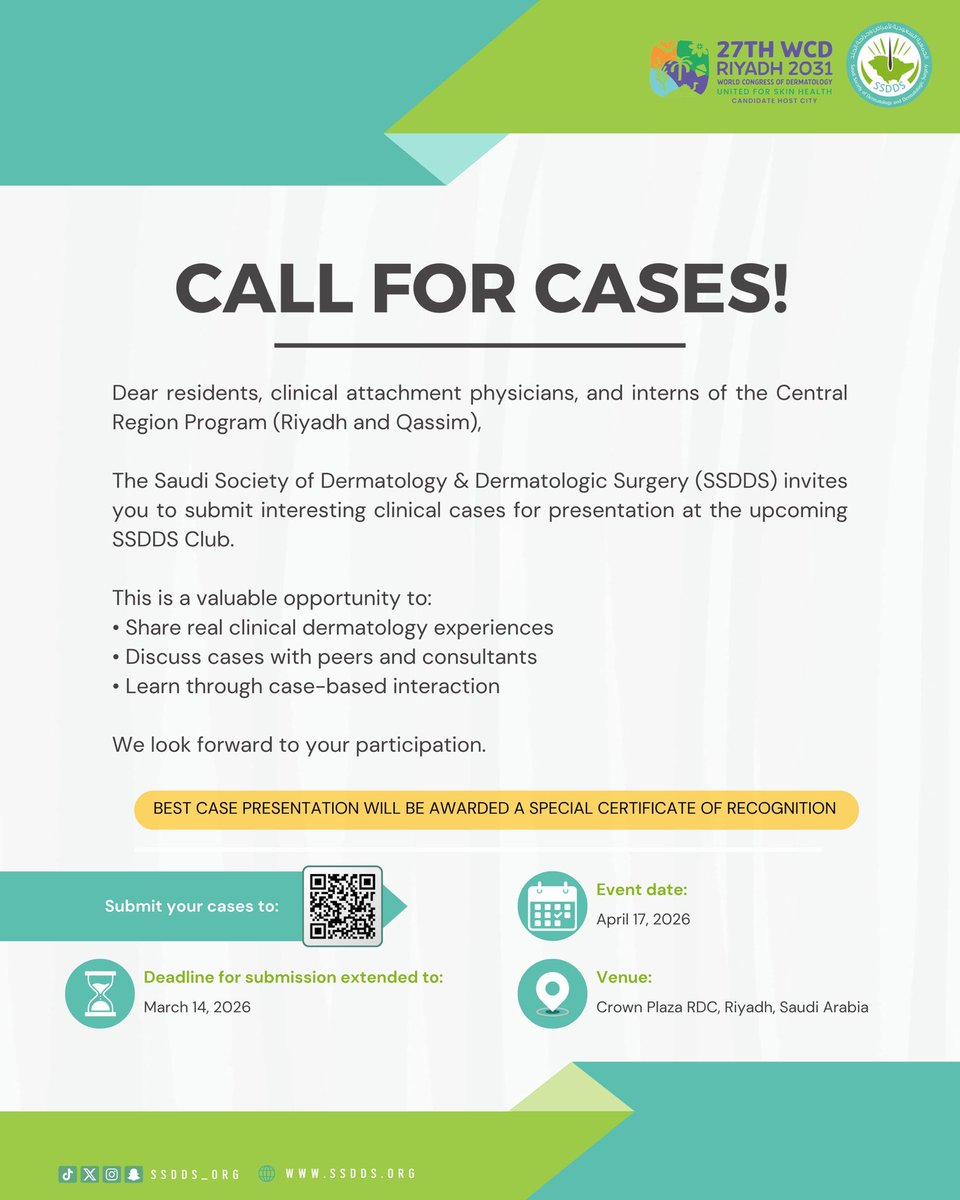 Saudi Society of Dermatology & Derm Surgery(SSDDS) tweet media
