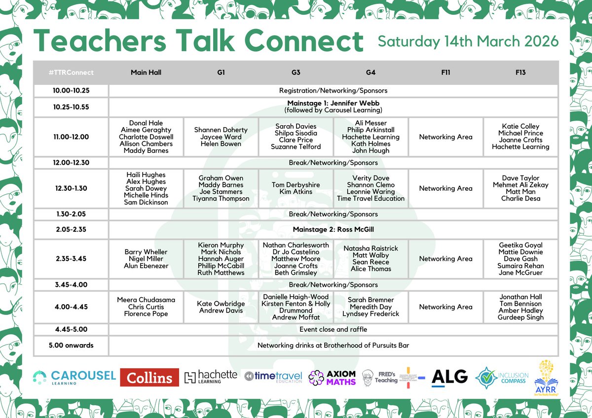 TTRadioOfficial's tweet photo. HERE IT IS! 🎉and.... just wow 😍

The full programme for TTR Connect 2026 is here and it’s happening this Saturday in Manchester.

So many top teacher talks + brilliant networking opportunities.

You can still grab one of the last remaining FREE tickets 👇
https://t.co/2709fGgUM2