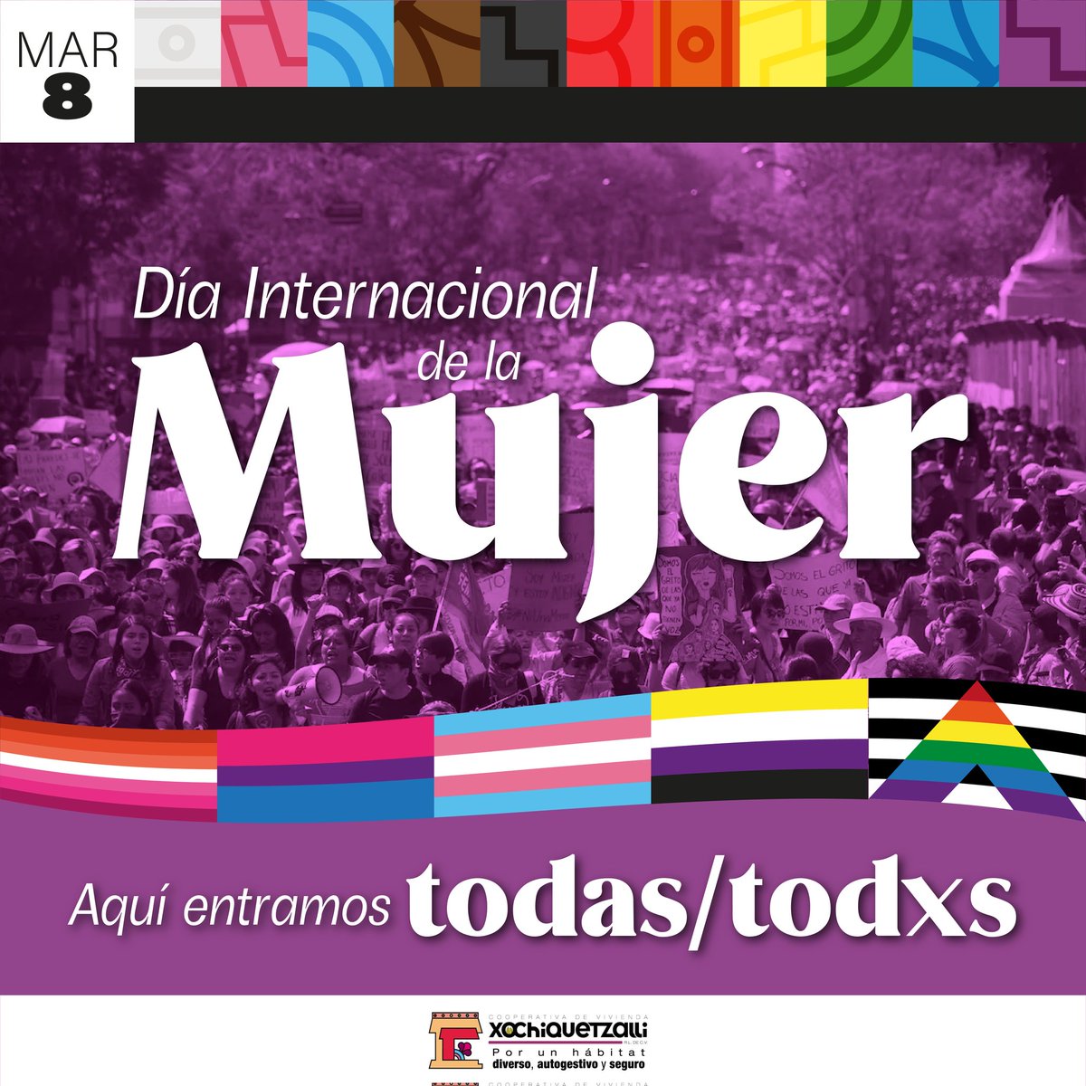 En este #8M, desde Xochiquetzalli reivindicamos el derecho al hábitat para las mujeres y personas no binarixs de la diversidad. 🏠💜 ​Frente a la exclusión, construimos espacios seguros ¡Porque aquí entramos todas y todxs! 🏳️‍🌈✊

#SomosXochiquetzalli ​#8M2026 #ViviendaDigna