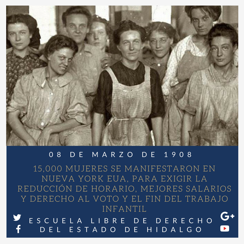 eldehgo's tweet photo. #UnDíaComoHoy pero de 1908, en New York Estados Unidos, 15000 mujeres se manifestaron para exigir la reducción de horario, mejores salarios y derecho al voto y el fin del trabajo infantil. #FuerzaELDEH #ConoceTuHistoria https://t.co/wgZkBftyf1