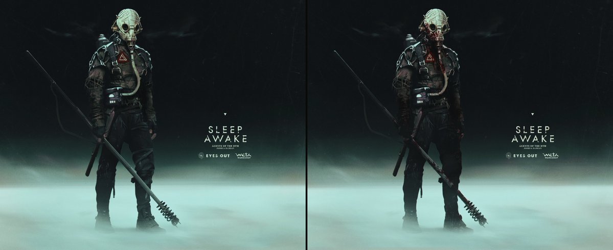 partyflies's tweet photo. Some Character designs of DTM agents for the horror game "Sleep Awake", done back in 2023 for Blumhouse Games/Eyes Out while I was at Weta Workshop. I love horror games with an unholy burning passion. The only game I've played for years now is Outlast Trials haha. https://t.co/4iGkTmmOFO
