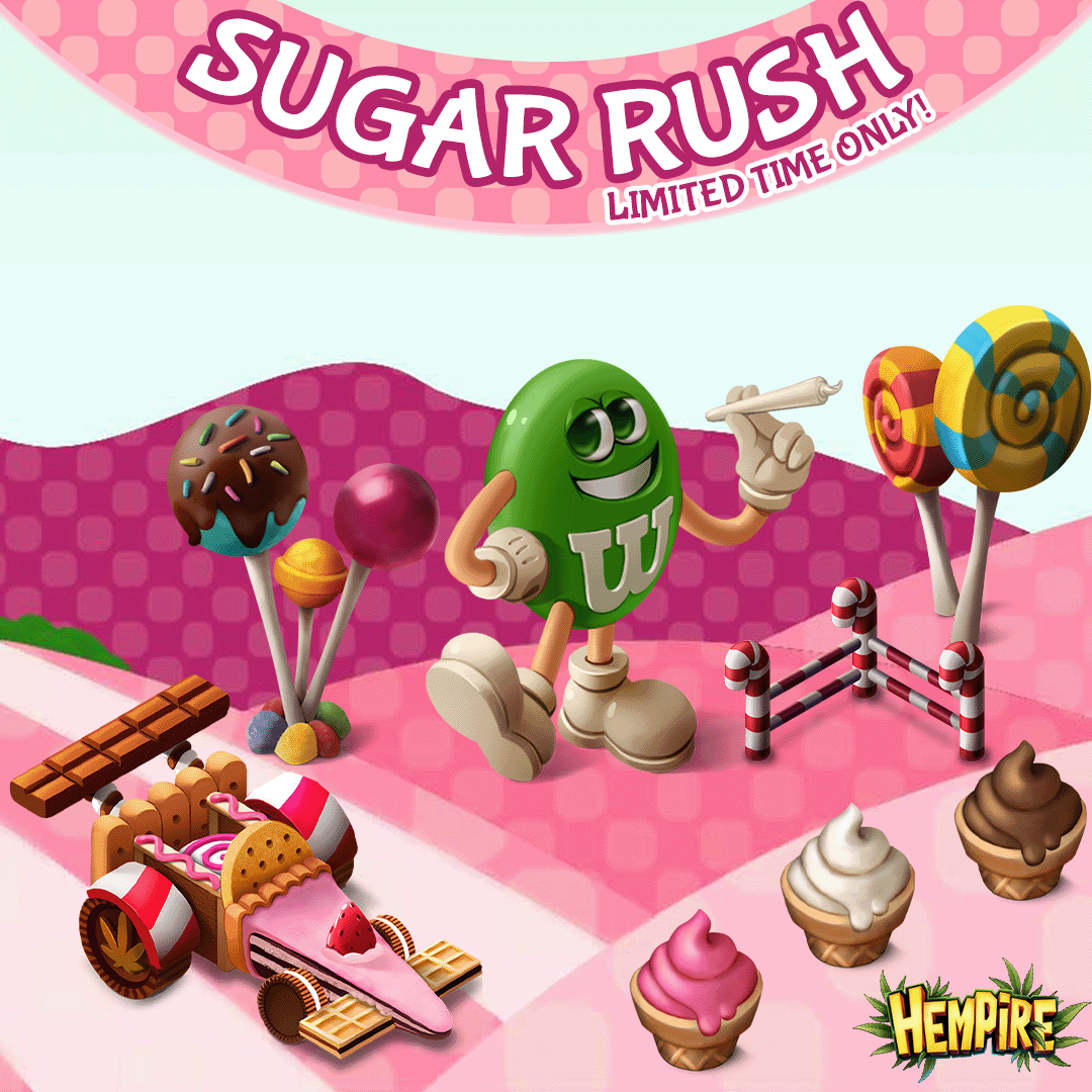 Transform your Hempire into a delicious wonderland with the Sugar Rush bundle! 🍭😋🍦

Available for a limited time from MAR 8-11! 🧁🍰

Ready to toke on a new challenge? Download Hempire today!
pulse.ly/aicrtntjgy

#hempiregame #hempire #sweet