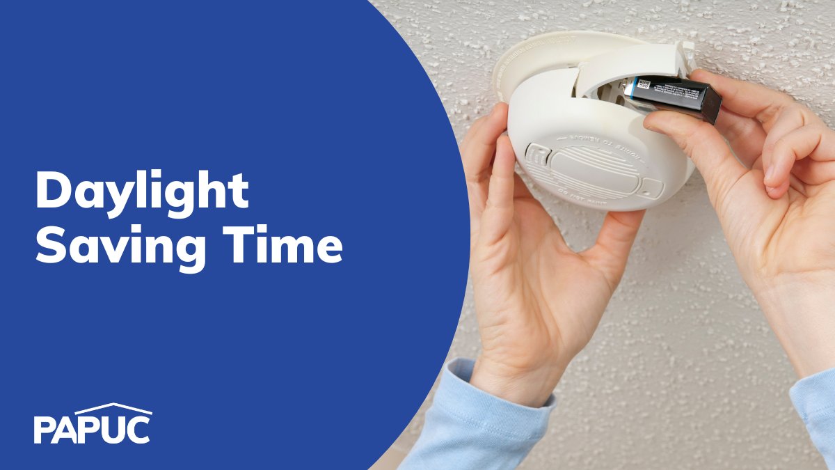 PA_PUC's tweet image. Today begins #DaylightSavingTime 
It's a good reminder to replace batteries in smoke detectors, carbon monoxide detectors, and other safety devices to ensure they are working properly for the spring season.