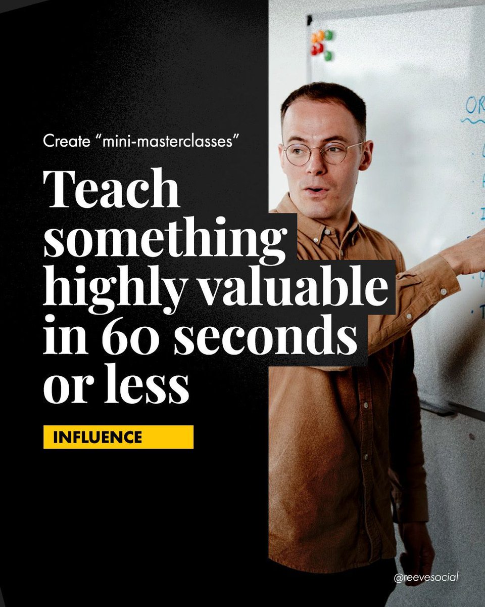 Social media that creates ➤ 𝗜𝗻𝗳𝗹𝘂𝗲𝗻𝗰𝗲

Would you like to improve your social influence? Try these:

💡 Create “mini-masterclasses”: Teach something highly valuable in 60 seconds or less.

Purposeful social media, that creates impact. ®️✔️