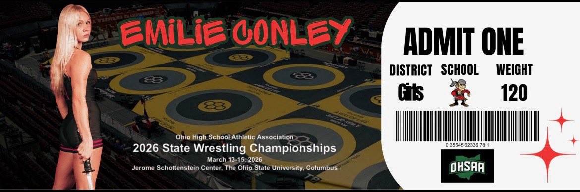 Mentor Girls District Update: 120 lbs Emilie Conley wins her conso semifinal match to qualify for next weeks state tournament by fall.
