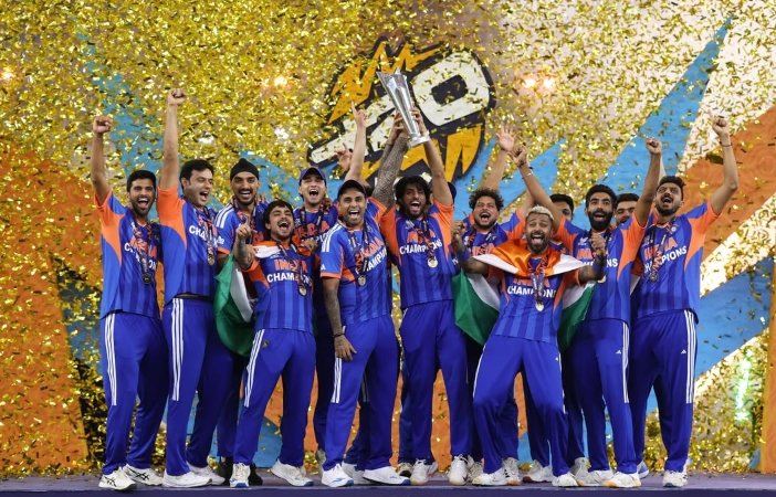 journalistlegi's tweet photo. Congratulations team INDIA🎉🥳👏 |#T20WorldCup |#IndianCricketTeam 
@journalistlegi 

#T20WorldCup #IndiaVsNewZealand #India #T20WorldCup2026final https://t.co/qJMwUZ8OlE