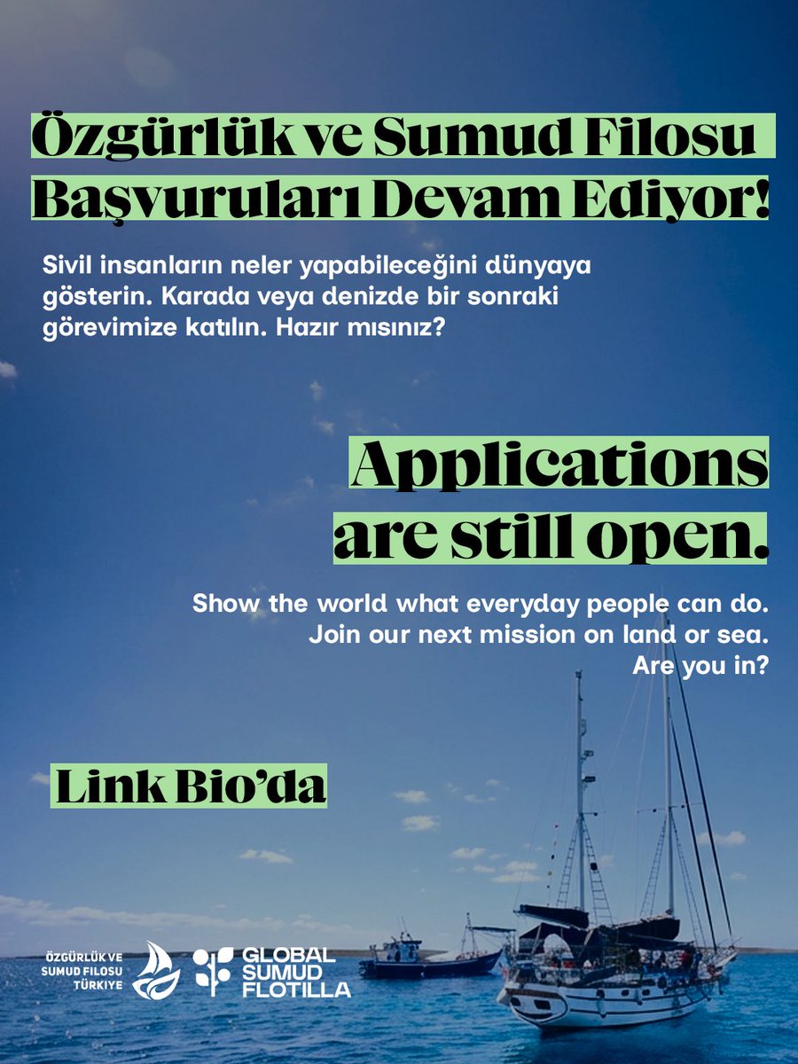 Sivil Gücün Parçası Olun! 🌊🤝

Özgürlük ve Sumud Filosu için başvurularımız tüm hızıyla devam ediyor. Sivil insanların bir araya geldiğinde neler başarabileceğini tüm dünyaya göstermeye hazır mısınız? 🌍✨

Karada veya denizde, bu tarihi görevde bize katılın. Dayanışmayı