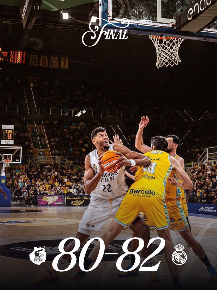 🏁 FP: <a href="/GranCanariaCB/">Dreamland Gran Canaria</a> 80 - 82 <a href="/RMBaloncesto/">Real Madrid Basket</a>