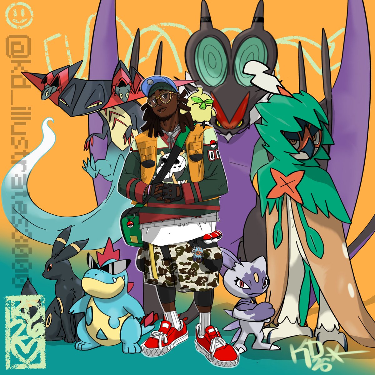 Using AI❌
Drawing yourself as a Pokemon trainer 🔥