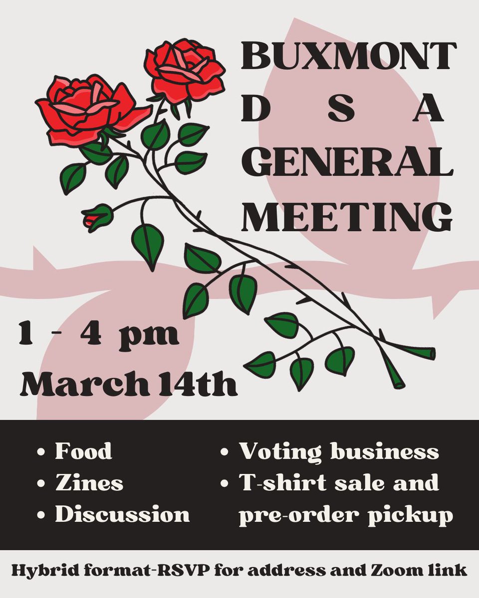Join us for our first General Meeting of 2026 this Saturday, 3/14, from 1-4PM! Zoom and in person. RSVP now: buxmontdsa.org/2026-3-14-gm/