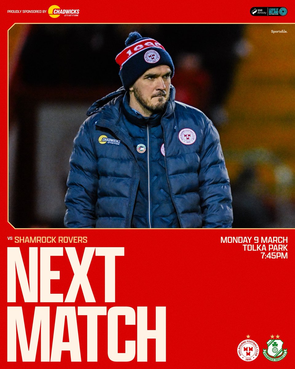 shelsfc's tweet photo. 𝗡 𝗘 𝗫 𝗧 𝗚 𝗔 𝗠 𝗘 | Shamrock Rovers (H)

🆚 | Shamrock Rovers 
📍 | Tolka Park
📆 | Monday March 9th
⏰ | KO 7:45
📺 | Live on LOITV
🎟️ | Tickets are officially sold out however access to all home games including this fixture can be gained through the purchase of a season ticket.

#DublinsFinest | #Since1895