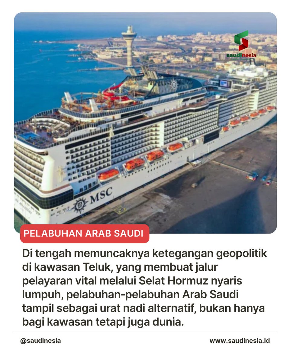saudinesia's tweet photo. Pelabuhan Arab Saudi: Tali Penyelamat Perdagangan Global di Saat Masa-masa Sulit

Baca ulasan lengkapnya di sini: https://t.co/4pTqNF4YZS

#Pelabuhan #Hormuz #Iran #Teluk #ArabSaudi #Saudinesia https://t.co/fSpmoza6si