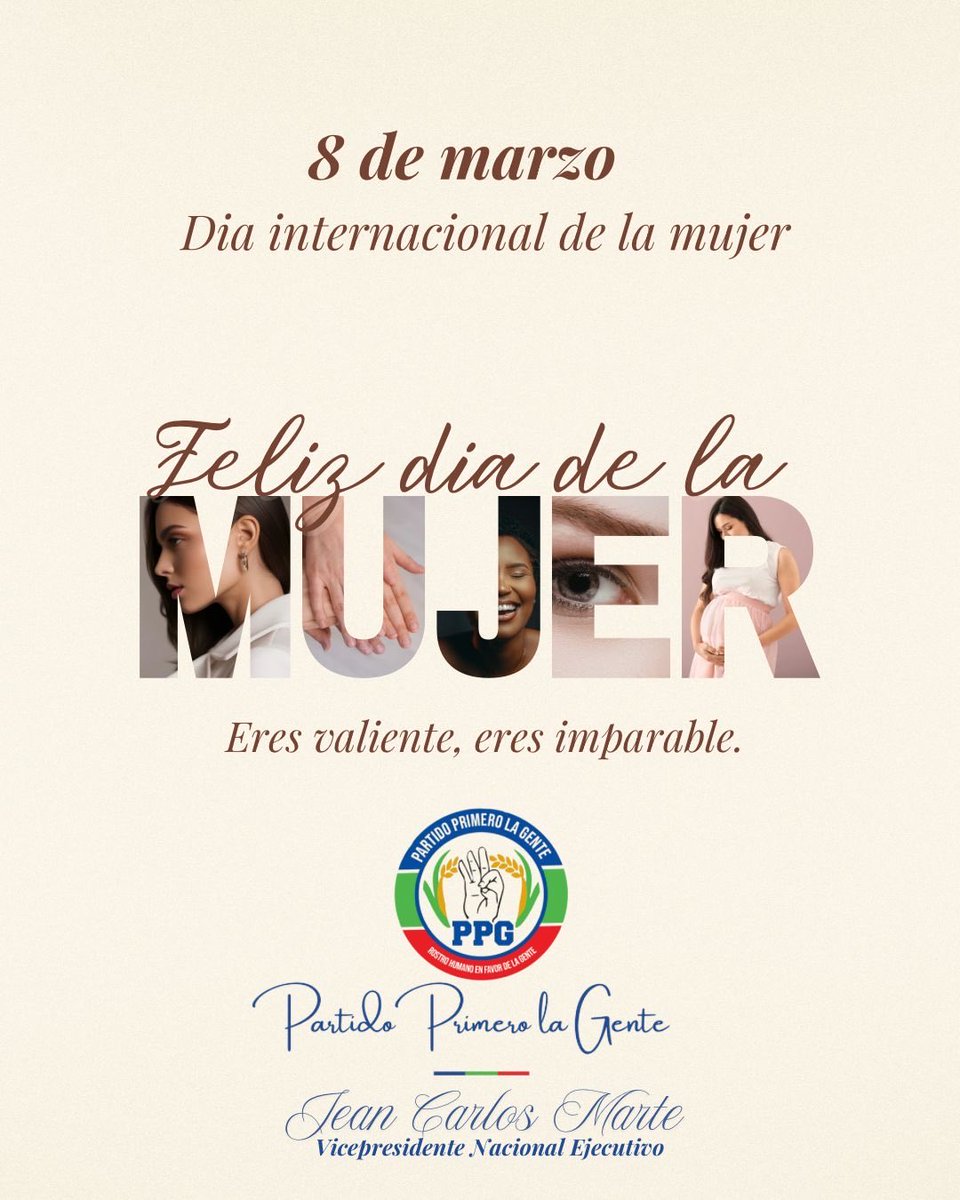 JeanCarMarte's tweet photo. Este 8 de marzo, conmemoramos una vez más el Día Internacional De La Mujer, día en el cual recordamos lo importante que son en nuestras vidas, no sólo personal y familiar, sino también económico y profesional. 

La mujer es sinónimo de entereza, coraje y valores. Admirarla y apoyarlas es el compromiso, para beneficio de todos.