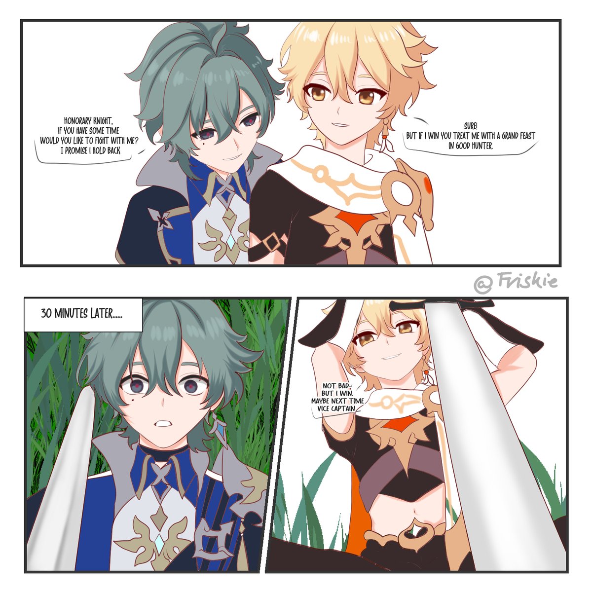 friskie_art's tweet photo. Lohen x Aether got any ship name? 

Yandere Lohen, he fell first and harder 💘 

#原神  #Genshin #ローエン #Lohen #aether #childe #Tartaglia https://t.co/RduVTmK0mw