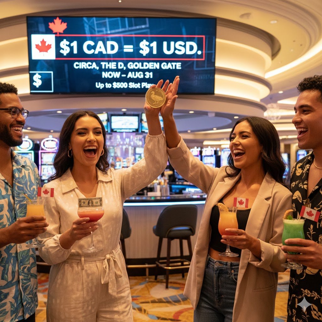ConnieMotz's tweet photo. Las Vegas is taking Canadian Dollars at Par! 🇨🇦🎰 Skip the 35% exchange hit and live large at Circa, The D, and Golden Gate. Here is how to book your room, drinks, and slots for 1:1 value.
https://t.co/bckyfpjo96
#VegasAtPar #CanadaToVegas #TravelDeals #Las Vegas #LooniePower https://t.co/jK4pxjNpUA