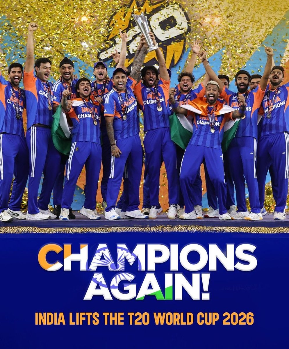 Rahul60004782's tweet photo. Champions 🏆 T20 world cup 2026 🎉🎉🎉🎉🎉🇮🇳🇮🇳 https://t.co/DCho9OFlHG