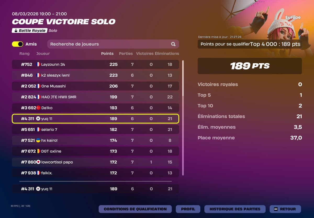 pas qual a 2 point en 3 game haha