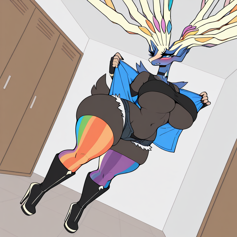 StrayFoxill's tweet photo. do you like my outfit master? #furry #yiff #nsfw #pokemon #Xerneas #AIart https://t.co/j1IadfmY06