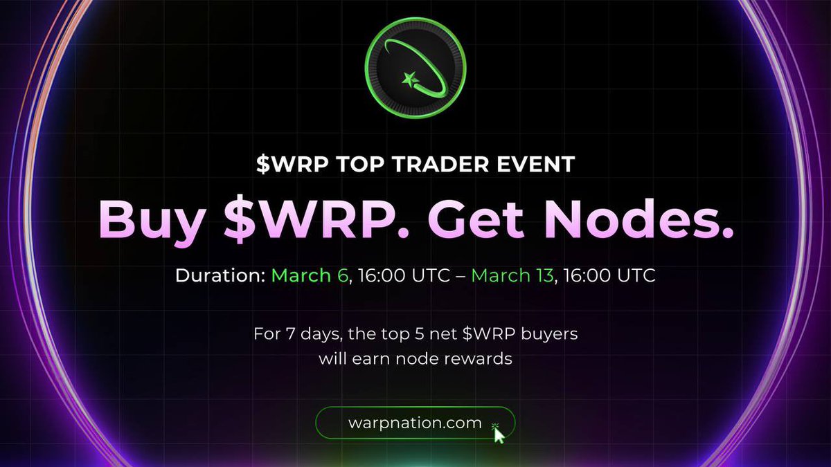 WarpGameCHAIN's tweet photo. Midpoint of Top Trader Week.

Enterprise Node, Syndicate Node and 3 x Pro Nodes still up for grabs.

Nothing locked until March 13 @ 16:00 UTC. https://t.co/KtXw9EFjV2