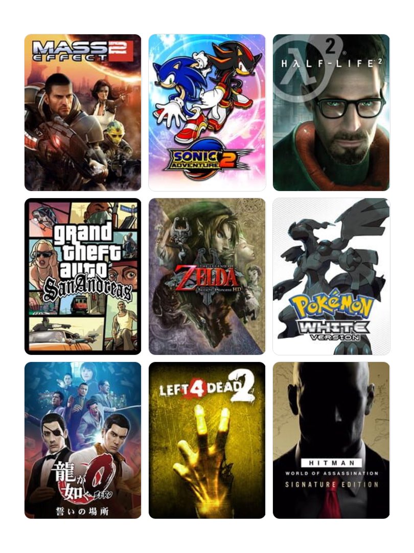 9 jeux qui me définissent