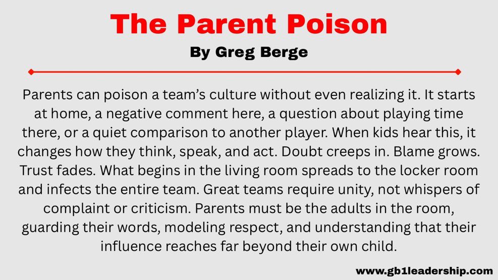 JessWillsAAD's tweet photo. Be the adult in the room.

Guard your words.
Model respect.
Support the team.

Because what starts at home always finds its way onto the court, the field, or the locker room.

And the best parents don’t poison the culture.

They protect it. https://t.co/yqmhXguIHh