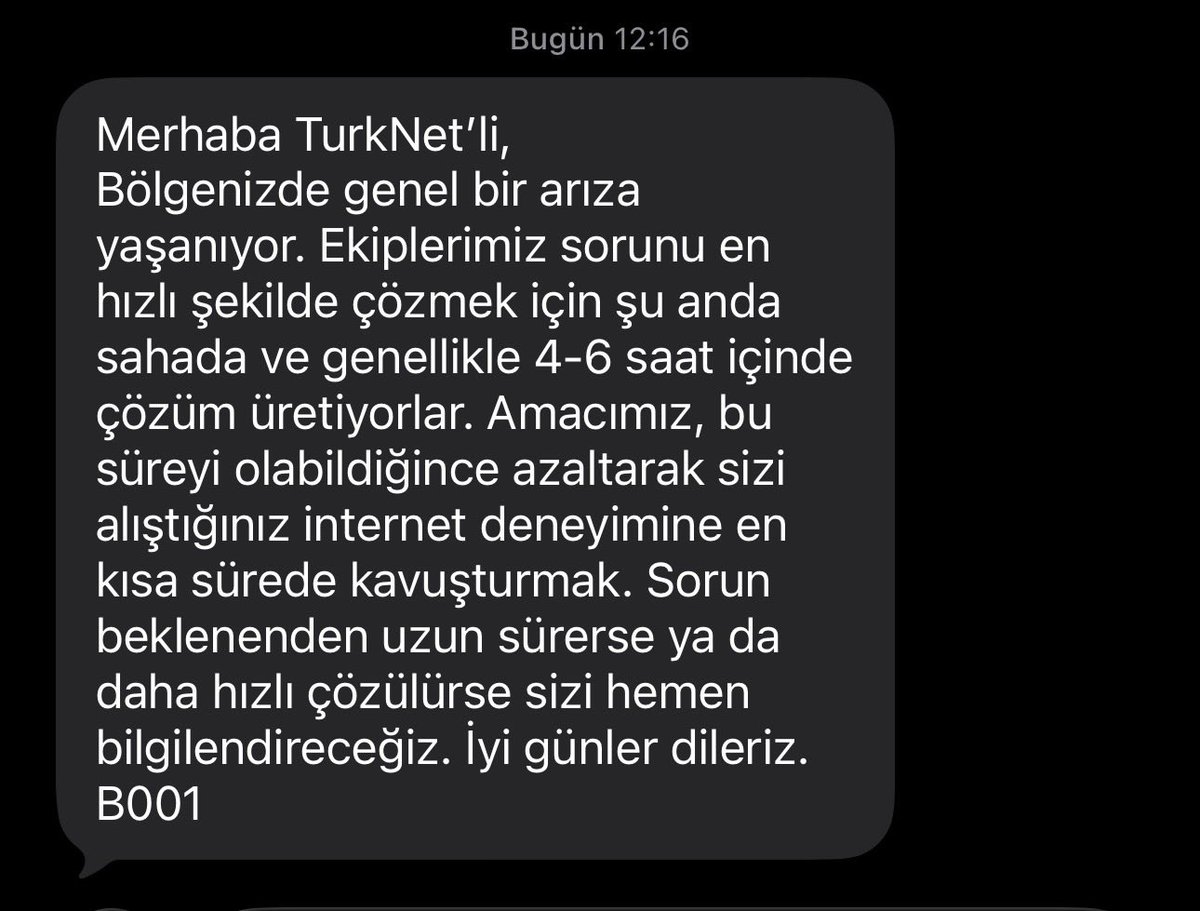 Bugün 12:17 de kesilen internetimiz. 5-6 saat içinde gelecek diye bilgilendirme yapıldı. 12 saat oldu hala yok. Müşteri temsilcisine ulaşamıyorsun. Pazar günü çektiğimiz rezalete bak ayıptır. Böyle çalışmamı olur. <a href="/TurkNetDestek/">Turknet Destek</a> #turknet #cemcelebiler <a href="/CemCelebiler/">Cem Çelebiler</a>