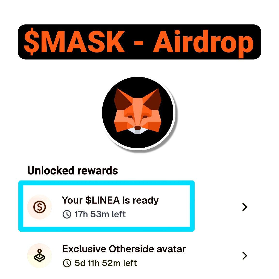 🦊 MetaMask Next Move: Surprise Airdrop or Linea Season 2?

🚨 Last Call for LINEA Season 1. Only 17 hours left before the Season 1 claim window closes.

Now the real question… 👀
What will <a href="/MetaMask/">MetaMask 🦊</a> do next?

• Season 2 Campaign?😭
• A Surprise Airdrop?🪂
• Or something