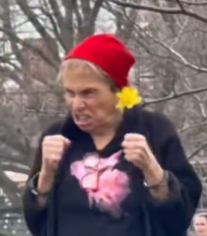 TruthSlingerX's tweet image. .
🙄International Women's Day: Women have gathered in Central Park in New York City to take part in “rage exercises.”   

The women can be heard doing a ritual and then screaming to let out their anger.

The colander helmet is a nice touch...

#mentalillness