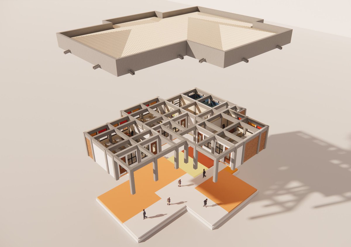 tadastuds's tweet photo. Designing a primary school using modular architecture.
Repeat the module, form clusters then build the school.
Simple system. Scalable design.
Design By @fmocreates
#Architecture
#ModularDesign
#SchoolDesign
#ArchViz https://t.co/x20IsDgK9x
