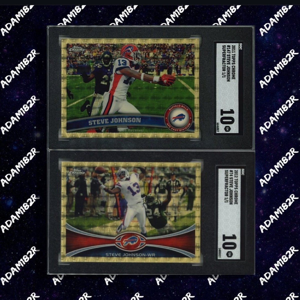 Adam182R's tweet photo. @SportsCardInv @StevieJohnson13 two Topps chrome superfractors 1/1’s! https://t.co/iaClK1kCeW