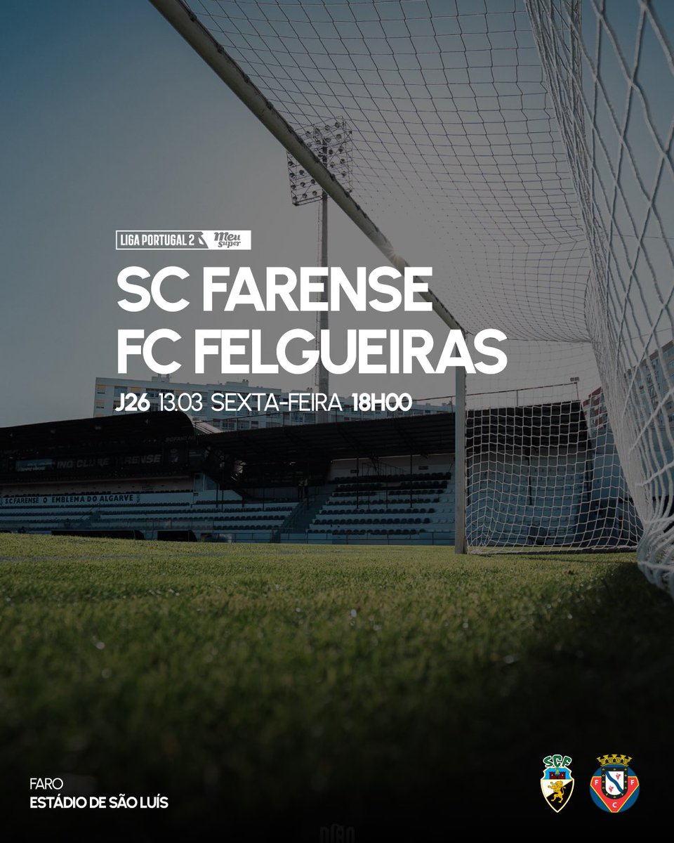 SCFarense_'s tweet photo. Jornada 26 🔜

⚽️ SC Farense x FC Felgueiras
ℹ️ Sexta-feira | 13 Março | 18h00
🏟️ Estádio de São Luís

🎟️ Bilhetes
🔗 https://t.co/JzkkvmcGUu
📌 Loja Oficial

#SóOsDurosVencem #LigaPortugal2MeuSuper #SCFFCF https://t.co/88bbdcUTWg