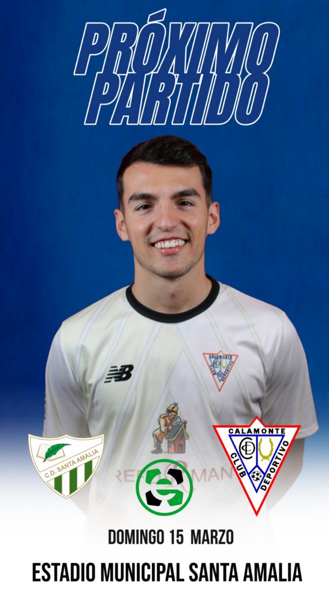 PRÓXIMO PARTIDO 
🚌🚌 📍 Santa Amalia (Badajoz) 

<a href="/CDSantaAmalia/">C. D. Santa Amalia</a> 
<a href="/CCalamonte/">CD Calamonte</a> 

#yosoycalamonte