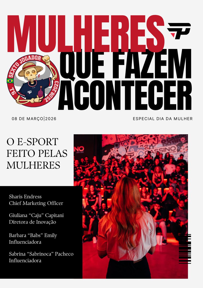 SextoJogador's tweet photo. Nesse dia mais que especial e necessário, não poderíamos de deixar de homenagear essas mulheres incríveis, que nos inspira a sempre lutar por mais inclusão, não só nos e-sports, mas em todo e qualquer âmbito, pois lugar de mulher é onde ela quiser!!

Feliz dia da mulher!! https://t.co/VABOChWets
