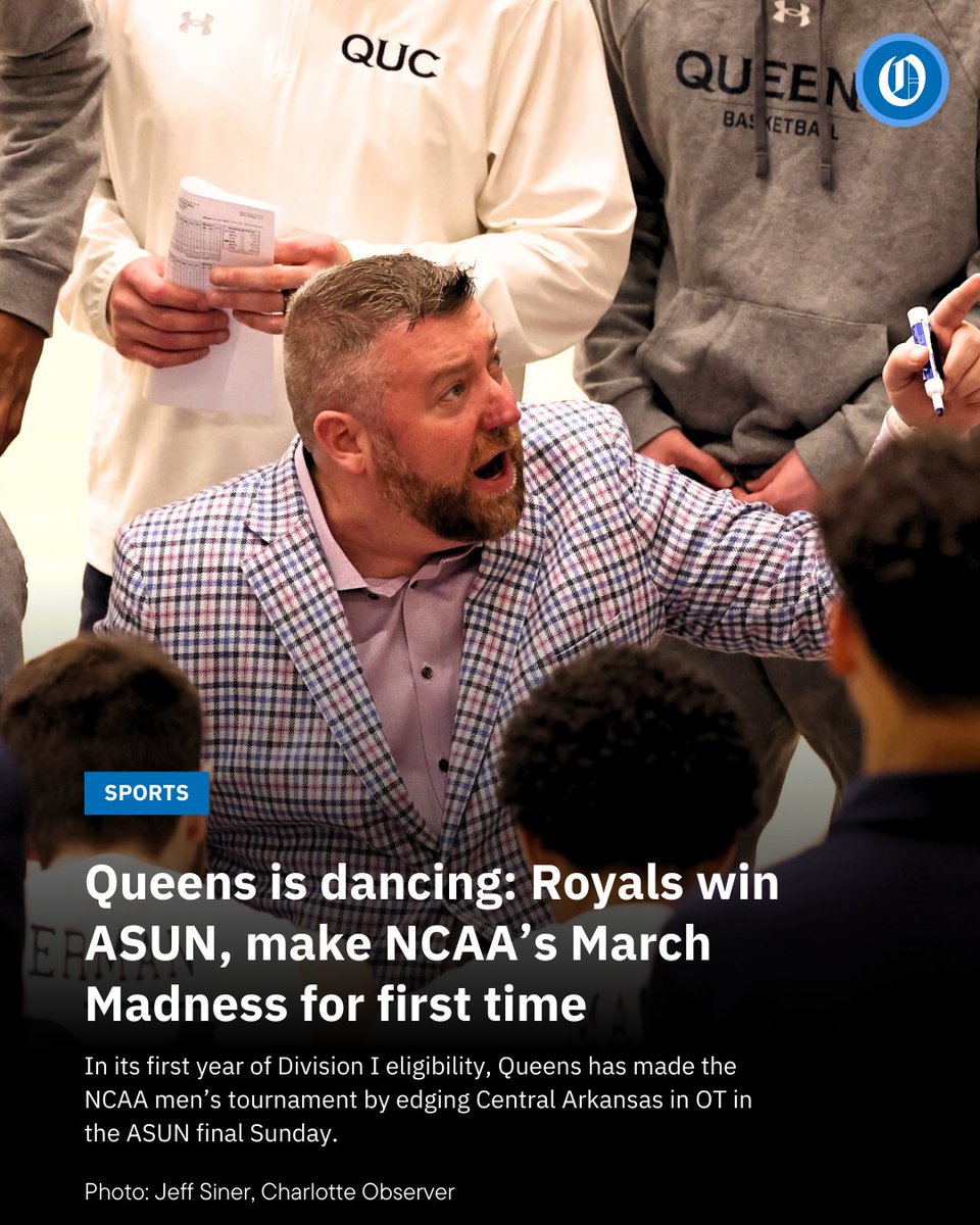 langstonwertzjr's tweet photo. Queens University is going dancing! The Royals won the Atlantic Sun men’s basketball tournament Sunday afternoon by edging Central Arkansas in a thrilling overtime final, 98-93, in Jacksonville, Florida.

Story via @scott_fowler 

https://t.co/JWhAV7zqFp https://t.co/b3lFoOv8s3